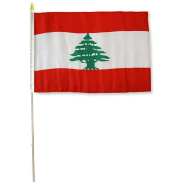 12x18 12"x18" Lebanon Country Stick Flag 30" wood staff 